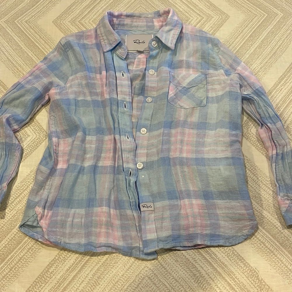 Rails Girls Blue & Pink Plaid Button Down Shirt